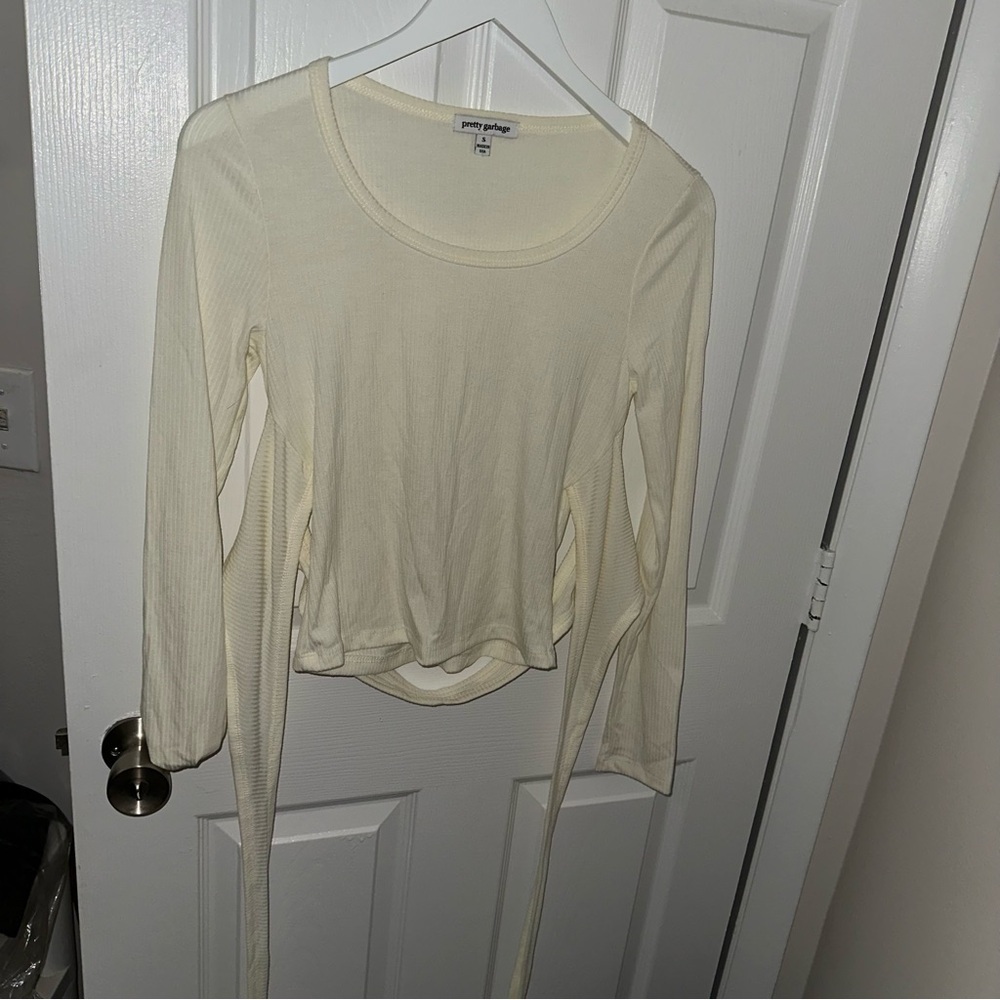 Off White Wrap Long Sleeve Top